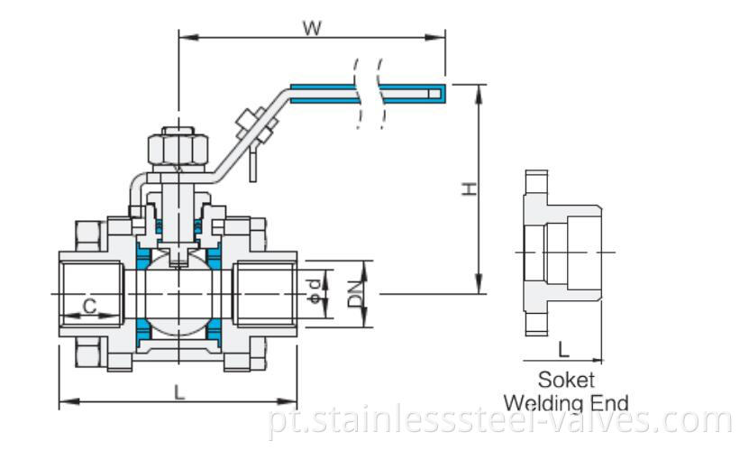 3pc socket welded stainless steel ball valve1